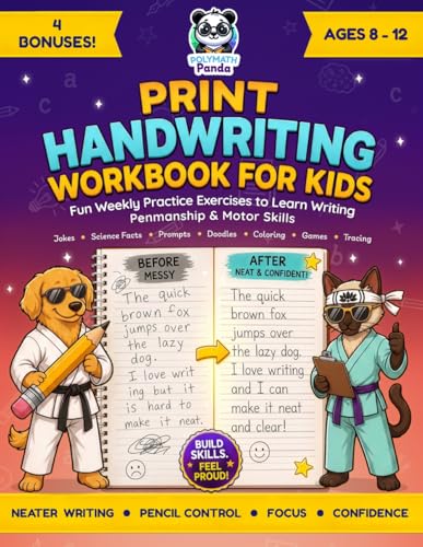 Print Handwriting Workbook for Kids 8-12 book cover